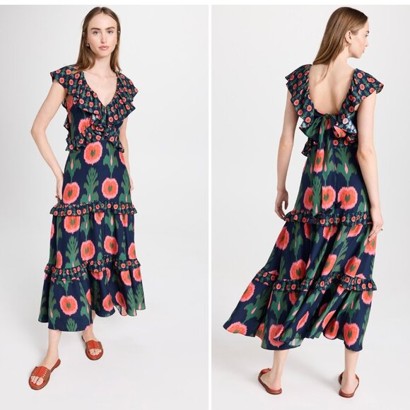 Figue Valerie Silk Dress in Hanging Flower Midnight Navy 4 - Picture 6 of 8